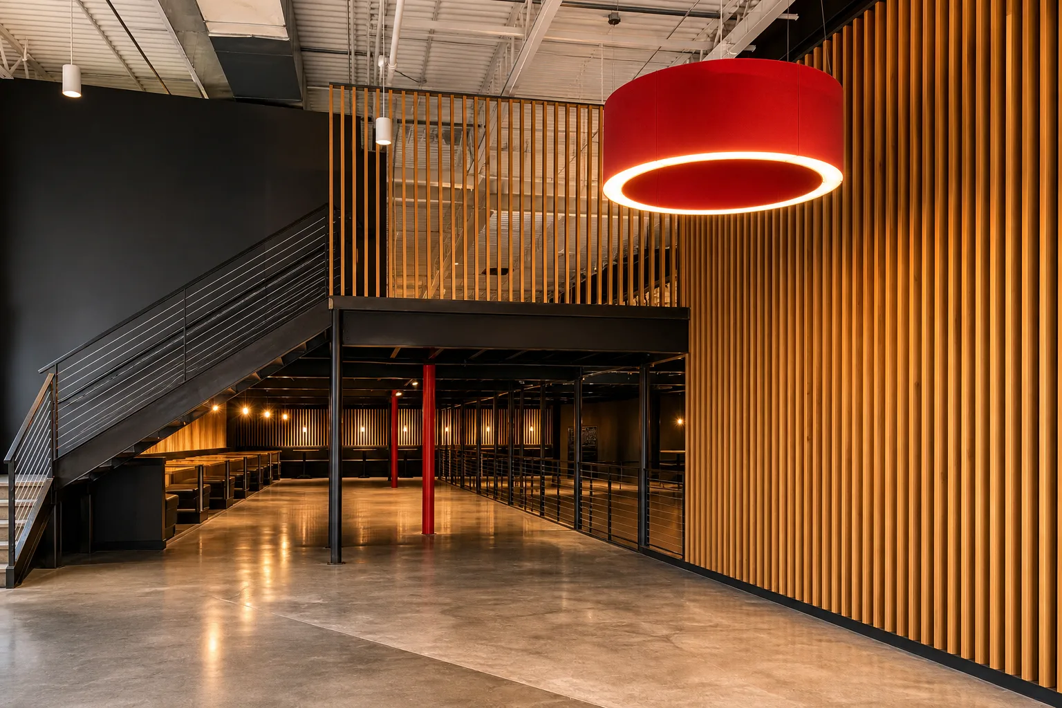 Commercial mezzanine and accent lighting installation